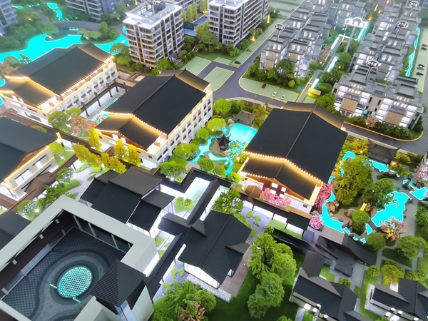 城投沙盘模型制作，地产项目绿植面积大